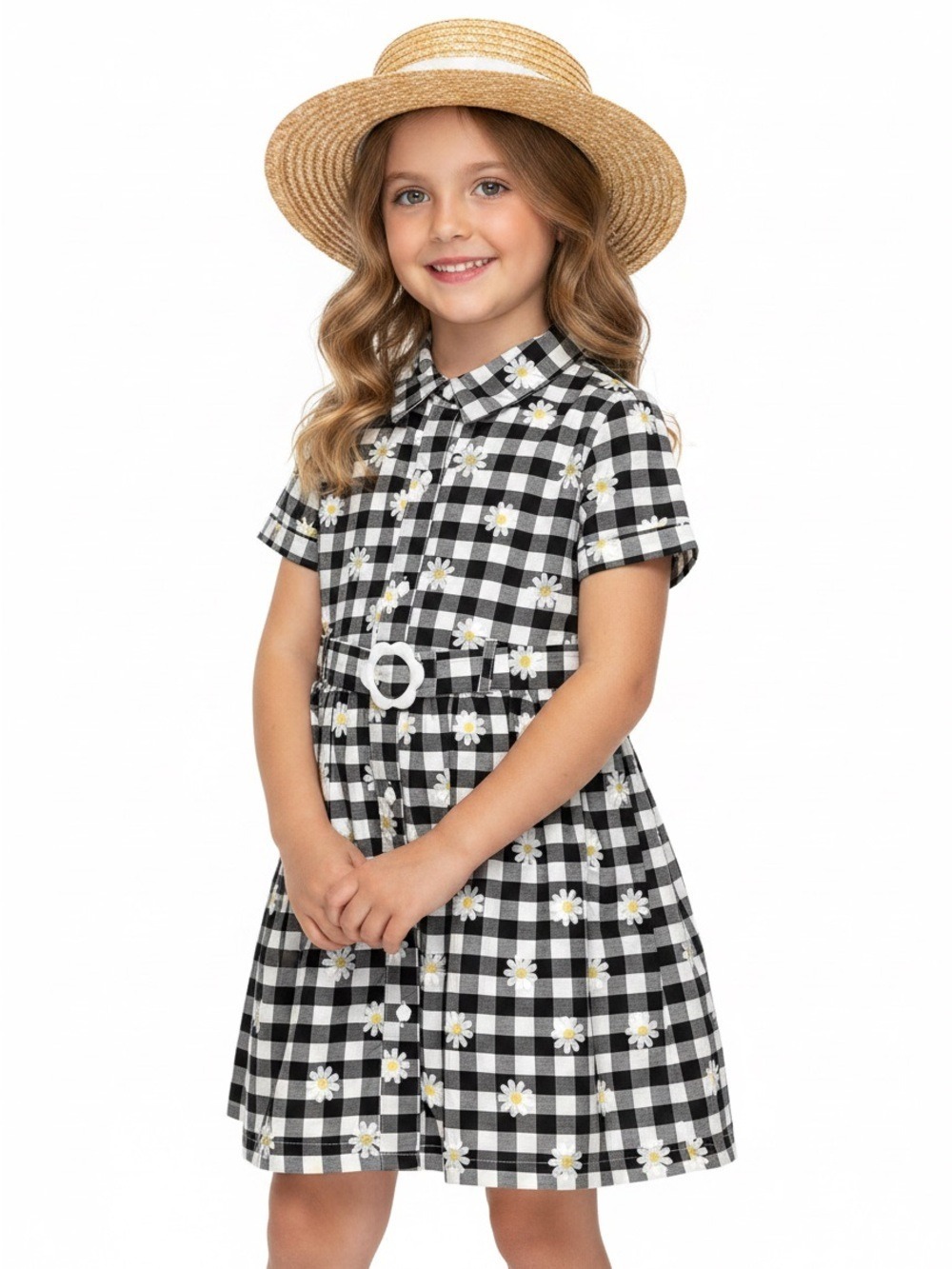 Isaac Mizrahi Kids Gingham Dress with Daisy Buttons 4T
